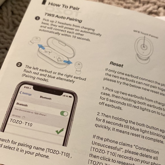 Tozo T10 Upgraded Black Rechargeable Wireless Waterproof Earbuds - Picture 7 of 8